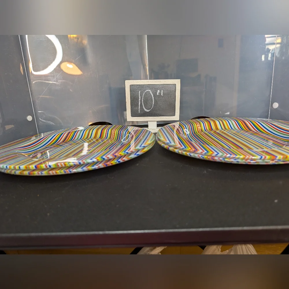 Pier 1 vintage colorful striped heavy‎ glass 10